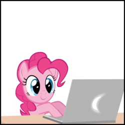 Size: 2000x2000 | Tagged: safe, artist:ace play, pinkie pie, earth pony, pony, comic:twilight vs. computer, g4, computer, cute, diapinkes, female, high res, laptop computer, smiling, solo