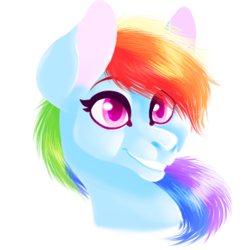 Size: 357x367 | Tagged: safe, artist:saiiorr, artist:saiiorrr, rainbow dash, pony, g4, bust, female, mare, simple background, smiling, solo, transparent background