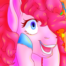 Size: 700x700 | Tagged: safe, artist:guidomista, derpibooru exclusive, pinkie pie, earth pony, pony, g4, bust, excited, female, grin, happy, hooves, hooves on face, open mouth, portrait, smiling, solo, wide eyes