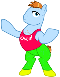 Size: 2500x3200 | Tagged: safe, artist:cheezedoodle96, power jerk, earth pony, pony, g4, the point of no return, bipedal, boots, chad, clothes, high res, looking at you, male, pants, shoes, simple background, solo, stallion, tank top, transparent background