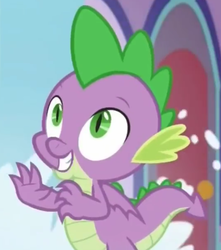 Size: 536x607 | Tagged: safe, screencap, spike, dragon, g4, the point of no return, claws, cropped, male, smiling, winged spike, wings