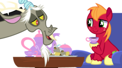 Size: 1771x994 | Tagged: safe, artist:moonlightthegriffon, big macintosh, discord, earth pony, pony, g4, base used, discomac, gay, male, shipping, simple background, teapot, transparent background