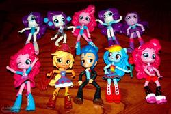 Size: 1024x683 | Tagged: safe, flash sentry, pinkie pie, rainbow dash, rarity, twilight sparkle, equestria girls, g4, clothes, doll, equestria girls minis, minis, my little pony, style, table, toy, wood