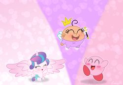 Size: 2892x2005 | Tagged: safe, artist:rainbow15s, princess flurry heart, alicorn, fairy, human, pony, puffball, g4, baby, crossover, crown, fairy wings, high res, jewelry, kirby, kirby (series), nintendo, poof (fop), regalia, the fairly oddparents, wings