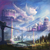 Size: 3000x3000 | Tagged: safe, artist:shamanguli, alicorn, pony, ponies at dawn, g4, album cover, aqueduct, cloud, cloudsdale, crepuscular rays, greek, greek architecture, high res, mountain, no pony, pillar, rainbow waterfall, scenery, scenery porn, square, water