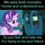 Size: 1280x1280 | Tagged: safe, edit, edited screencap, screencap, queen chrysalis, starlight glimmer, changeling, changeling queen, pony, unicorn, g4, school daze, the mean 6, cropped, female, text