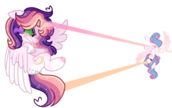 Size: 1280x802 | Tagged: safe, artist:moon-rose-rosie, princess flurry heart, oc, oc:celestial moon, alicorn, pony, g4, base used, female, magic, magic blast, magical lesbian spawn, mare, offspring, older, parent:rainbow dash, parent:twilight sparkle, parents:twidash, possessed, simple background, sombra eyes, transparent background