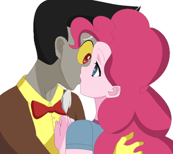 Size: 934x834 | Tagged: safe, artist:nathaniel hansen, discord, pinkie pie, equestria girls, g4, anime, couple, equestria girls-ified, female, husband and wife, kissing, love, male, romantic, ship:discopie, shipping, straight