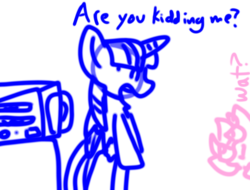 Size: 1333x1013 | Tagged: safe, artist:rainbow eevee, twilight sparkle, oc, oc:dcbud, alicorn, marmot, pony, g4, 1000 hours in ms paint, lineart, microwave, table, twilight sparkle (alicorn), wat, why