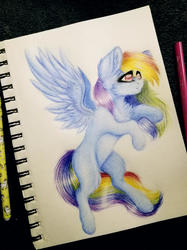 Size: 1024x1366 | Tagged: safe, artist:uglypartyhat, rainbow dash, pony, g4, colored pencil drawing, female, photo, solo, traditional art