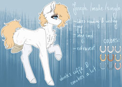 Size: 1600x1130 | Tagged: safe, artist:uglypartyhat, oc, oc only, oc:joseph, pony, amputee, bandage, reference sheet, scar
