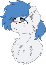 Size: 481x679 | Tagged: safe, artist:uglypartyhat, oc, oc only, pony, blushing, chest fluff, thinking