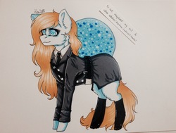 Size: 2927x2217 | Tagged: safe, artist:uglypartyhat, oc, oc only, oc:milena, earth pony, pony, clothes, high res, photo, smiling, traditional art, uniform