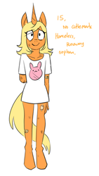 Size: 382x679 | Tagged: safe, artist:redxbacon, oc, oc only, oc:tangy tarts, unicorn, anthro, amputee, bandaid, cut, solo
