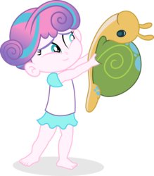 Size: 2630x3008 | Tagged: safe, artist:punzil504, princess flurry heart, whammy, human, equestria girls, g4, baby, barefoot, clothes, clothes swap, cute, equestria girls-ified, feet, female, flurrybetes, high res, humanized, simple background, skirt, solo, swimsuit swap, toy, transparent background