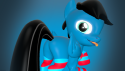 Size: 3840x2160 | Tagged: safe, artist:agkandphotomaker2000, oc, oc only, oc:pony video maker, pegasus, pony, 3d, butt, clothes, high res, looking at you, plot, socks, solo, source filmmaker, striped socks, tongue out