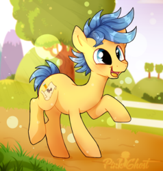 Size: 2280x2400 | Tagged: safe, artist:lilpinkghost, oc, oc only, pony, blue hair, commission, cute, high res, male, solo, stallion, watermark