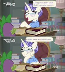 Size: 1366x1520 | Tagged: safe, edit, edited screencap, screencap, first folio, spike, dragon, g4, the point of no return, book, comic, dialogue, discovery family logo, glasses, lamp, messy, one eye closed, screencap comic, solo focus, stain, winged spike, wings, wink