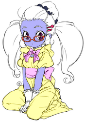 Size: 499x713 | Tagged: safe, artist:mococo, color edit, edit, sugarcoat, equestria girls, g4, my little pony equestria girls: friendship games, bow, clothes, colored, cute, dress, female, glasses, gloves, looking at you, solo, sugarcute