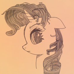 Size: 384x384 | Tagged: safe, artist:frenchpone, rarity, pony, unicorn, g4, female, floppy ears, looking at you, messy mane, profile, sketch, solo
