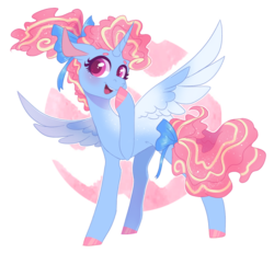 Size: 1280x1181 | Tagged: safe, artist:shady-bush, oc, oc only, alicorn, pony, alicorn oc, bow, colored hooves, ethereal mane, female, hair bow, mare, simple background, starry mane, tail bow, transparent background