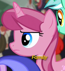 Size: 724x796 | Tagged: safe, screencap, cherry spices, lyra heartstrings, moondancer, rubine rose, sea swirl, seafoam, pony, unicorn, g4, the cutie re-mark, background pony, cropped, discovery family logo, female, frown, mare, solo focus