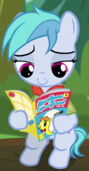 Size: 405x777 | Tagged: safe, screencap, paige, earth pony, pony, g4, the mane attraction, archie comics, background pony, comic book, cropped, female, filly, foal, hoof hold, not sonata dusk, ponified, reading, sitting, solo