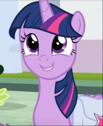 Size: 808x982 | Tagged: safe, screencap, twilight sparkle, alicorn, pony, g4, the point of no return, cropped, cute, female, offscreen character, saddle bag, smiling, solo focus, twiabetes, twilight sparkle (alicorn)