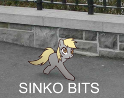 Size: 1429x1134 | Tagged: safe, edit, derpy hooves, pony, two legged creature, g4, caption, cursed image, cyriak, dumb running ponies, female, half cat, image macro, mare, meme, not salmon, ponified animal photo, shitposting, silly, silly pony, sinko peso, solo, spanish, text, wat