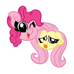 Size: 1500x1500 | Tagged: safe, artist:amethystcutey, fluttershy, pinkie pie, earth pony, pegasus, pony, g4, :p, cute, diapinkes, duo, duo female, female, head only, looking at you, mare, one eye closed, open mouth, shyabetes, simple background, tongue out, transparent background, wink