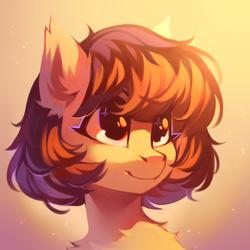 Size: 1734x1734 | Tagged: safe, artist:share dast, oc, oc only, earth pony, pony, bust, looking away, looking up, portrait, smiling, solo, three quarter view