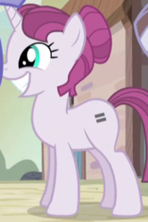 Size: 292x441 | Tagged: safe, screencap, rosemary, pony, unicorn, g4, the cutie map, animation error, cropped, cult, equal cutie mark, fake smile, female, forced smile, mare, smiling, solo focus
