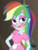 Size: 440x573 | Tagged: safe, edit, edited screencap, screencap, rainbow dash, equestria girls, g4, apron, beautiful, blushing, breast edit, breasts, busty rainbow dash, clothes, cropped, dress, ear piercing, embarrassed, eyeshadow, female, feminization, flower, flower in hair, girly, housewife, humiliation, lipstick, maid, makeup, piercing, puffy sleeves, rainbow dash always dresses in style, rainbow maid, sexy, sissy, skirt, solo, tomboy taming