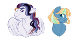 Size: 1024x541 | Tagged: safe, artist:azure-art-wave, oc, oc only, oc:seaspray, oc:stargazer knall, earth pony, pegasus, pony, bust, female, magical gay spawn, male, mare, offspring, parent:flash sentry, parent:stygian, portrait, simple background, stallion, tongue out, transparent background
