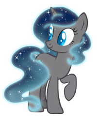 Size: 1575x1950 | Tagged: safe, artist:musical-medic, oc, oc only, oc:midnight wish, pony, unicorn, ethereal mane, female, mare, offspring, parent:king sombra, parent:nightmare moon, parents:sombramoon, raised hoof, simple background, solo, starry mane, transparent background