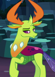 Size: 517x720 | Tagged: safe, screencap, thorax, changedling, changeling, g4, uprooted, changeling king, cropped, king thorax, male, raised eyebrow, raised hoof, solo, thorax is not amused