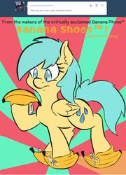 Size: 858x1194 | Tagged: safe, artist:sweethd, sunshower raindrops, pony, raindropsanswers, g4, ask, banana shoes, female, solo, tumblr
