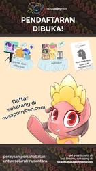 Size: 1396x2481 | Tagged: safe, artist:nusaponycon, oc, oc:salasika, pony, advertisement, indonesia, nusaponycon