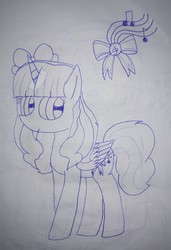 Size: 2992x4383 | Tagged: safe, artist:徐詩珮, alicorn, pony, aikatsu friends, aine (aikatsu friends), female, lineart, mare, ponified, traditional art