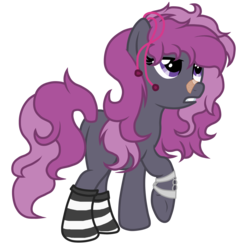 Size: 2719x2809 | Tagged: safe, artist:seaswirlsyt, oc, oc only, oc:leilia space, earth pony, pony, bandaid, bandaid on nose, clothes, female, high res, mare, simple background, socks, solo, striped socks, transparent background, vector