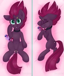 Size: 3024x3543 | Tagged: safe, artist:php97, fizzlepop berrytwist, tempest shadow, twilight sparkle, pony, unicorn, belly button, blank flank, blushing, body pillow, body pillow design, broken horn, butt, choker, cute, dock, dock piercing, eyebrow piercing, eyes closed, female, floppy ears, horn, looking at you, piercing, plot, plushie, pointy ponies, smiling, solo, tempass, tempestbetes, twilight sparkle plushie, underhoof, unicorn twilight