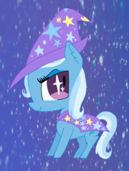 Size: 2448x3264 | Tagged: safe, artist:edelweissdawn, trixie, pony, unicorn, g4, abstract background, chibi, high res, starry eyes, wingding eyes