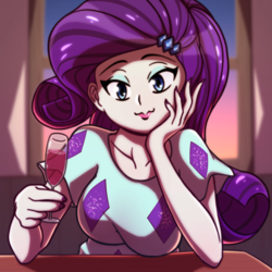Size: 2000x2000 | Tagged: safe, artist:rockset, rarity, equestria girls, equestria girls specials, g4, my little pony equestria girls: better together, my little pony equestria girls: spring breakdown, alcohol, beautiful, breasts, bust, busty rarity, clothes, female, glass, hand on cheek, high res, looking at you, nail polish, raribetes, smiling, solo, wine, wine glass