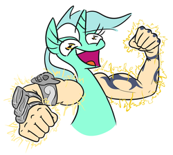 Size: 1026x922 | Tagged: safe, artist:jargon scott, lyra heartstrings, pony, unicorn, g4, arms, devil hand, faic, female, god hand, hand, mare, open mouth, solo, suddenly hands, that pony sure does love hands, unlimited power