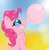 Size: 2152x2176 | Tagged: safe, artist:gblacksnow, pinkie pie, earth pony, pony, g4, blowing, bubble, bubblegum, chest fluff, ear fluff, female, food, gum, high res, mare, puffy cheeks