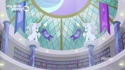 Size: 1920x1080 | Tagged: safe, screencap, g4, the point of no return, architecture, canterlot library, dome, no pony, statue