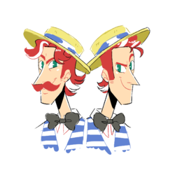 Size: 1084x1084 | Tagged: safe, artist:stevetwisp, flam, flim, human, g4, bowtie, brothers, bust, duo, flim flam brothers, hat, humanized, male, no pupils, portrait, siblings, simple background, smiling, straw hat, white background