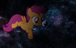 Size: 1920x1200 | Tagged: safe, scootaloo, pony, g4, collage, earth, female, filly, macro, pony bigger than a planet, space