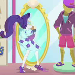 Size: 800x800 | Tagged: safe, screencap, rarity, equestria girls, equestria girls specials, g4, my little pony equestria girls: better together, my little pony equestria girls: spring breakdown, animated, clothes, cropped, cute, feet, female, gif, mannequin, mirror, rarara, raribetes, reflection, sandals, tiptoe