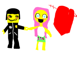 Size: 1280x1024 | Tagged: safe, artist:ytp4life, fluttershy, equestria girls, g4, crossover, crossover shipping, female, good cop bad cop, heart, lego, male, shipping, simple background, straight, the lego movie, transparent background